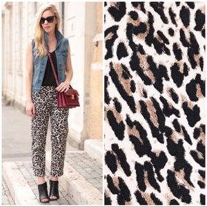 J Crew Leopard Print Cropped Pants City Fit Slim